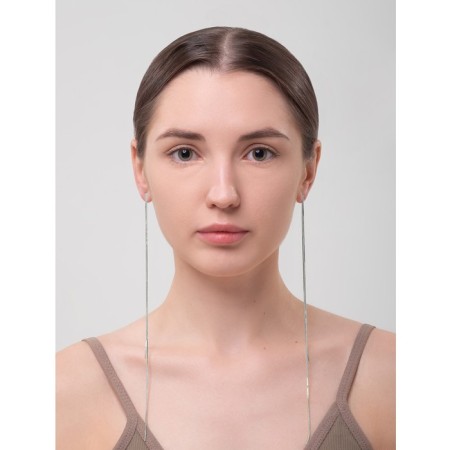 Hanging earrings "Maxi", color silver, 23 cm-3