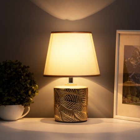 Table lamp with lampshade Risalux "Theodore", E14, 40 W, gold, 20 × 20 × 30.5 cm-3