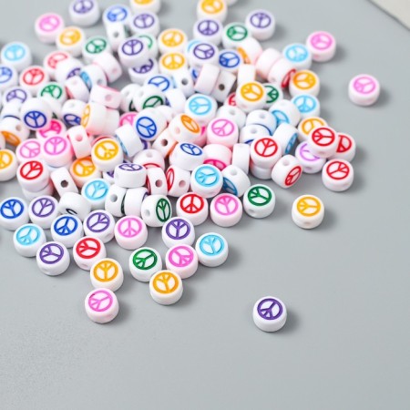 Beads for creativity plastic "Peace" White set 20 grams 0.4x0.7x0.7 cm-2