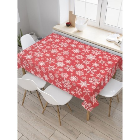 The tablecloth "Christmas snowflakes", rectangular, Saten, size 145x180 cm