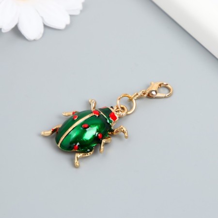 Metal keychain, enamel "Green ladybug" 9.2x2.7 cm-1