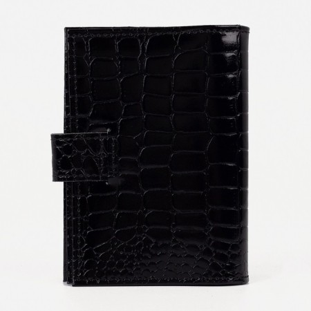 Cover for autoDocations and passports on the button, crocodile, black color-1