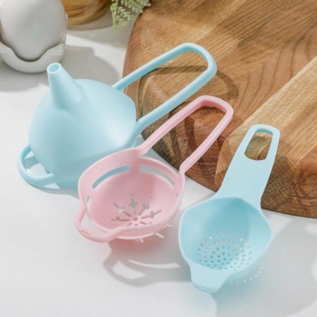 A set for baking, 3 objects: a strainer, a separator for eggs, funnel, color mix-1