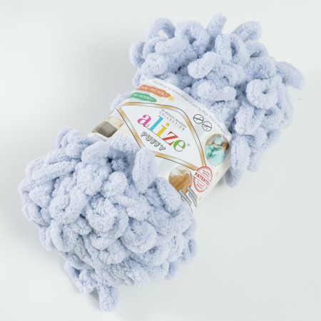Yarn "Puffy" 100 % micropoliester 9m/100g (416 gray)-1