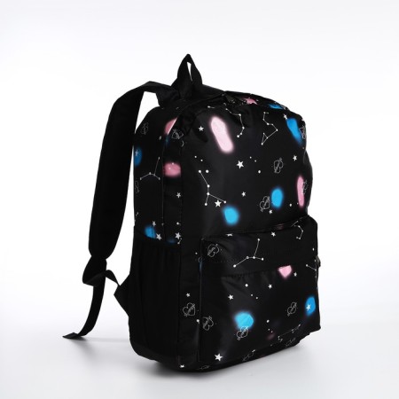 A backpack with a zipper, 3 outer pockets, black color-2