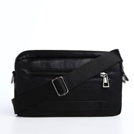 Male bag over the shoulder, artificial leather, black color-2