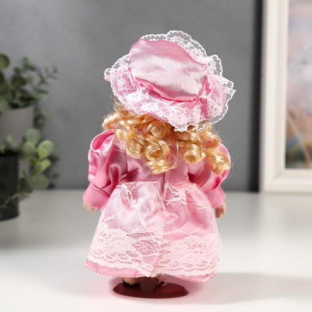 Doll Collectible Ceramics "Baby Maya in a pink dress" 20 cm-3