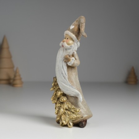 Suvenir Polystone "Santa Claus with a heart on a hat with gifts/Christmas tree" 5.5x4.5x15.5 cm-2