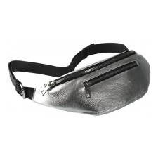 Waist bag, 2 parts on a zipper, adjustable belt, silver color