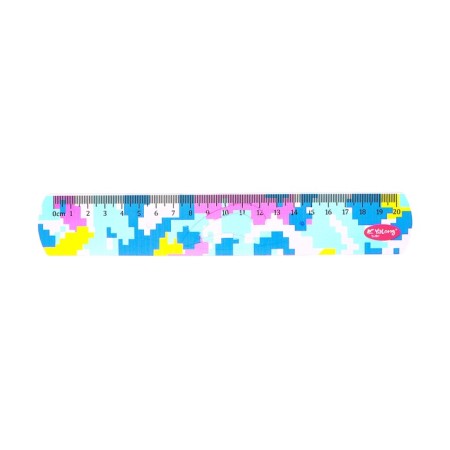 Set of geometric plastic (ruler 20cm+2 squares+transporter) pixels-4