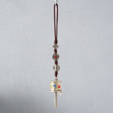 Suspension Metal "Prayer Wheel Nine Bagua palaces" silver 3x2.5x20 cm-1