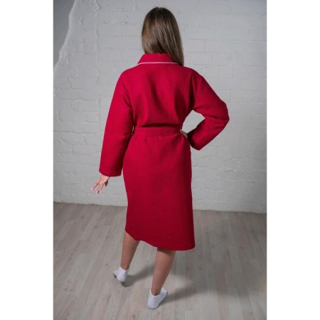 Women's robe, shalka+kant, size 44, burgundy color, waffle-1