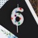 Candle for the cake, the number "6", with balls, 5.5 x 8 cm.