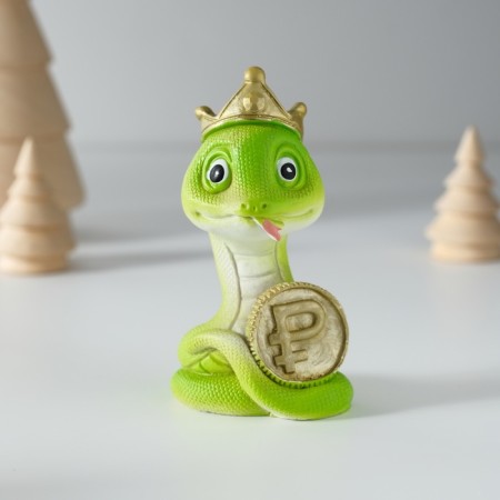 Polystone souvenir "Snake in a crown with a hill/coin" mix 5x4x8.5 cm-5