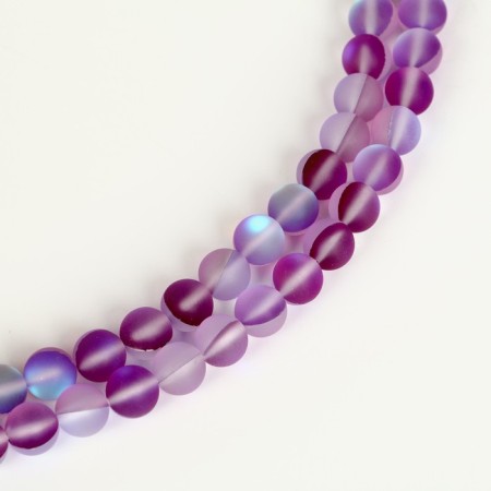 Busins ​​made of natural stone "Cat Eye", set 46 pcs., Size 1 pc. - 8 mm, purple