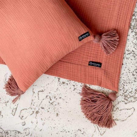 Decorative pillowcase "Shifu", size 40x40 cm, terracotta color-1