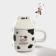 Ceramic mug with a Milk lid and tube, 350 ml, white and black color