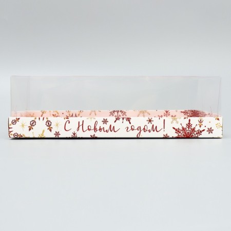 Box for musical cakes “Happy New Year!”, Snowflakes, 27 x 17.8 x 6.5 cm, New Year-3