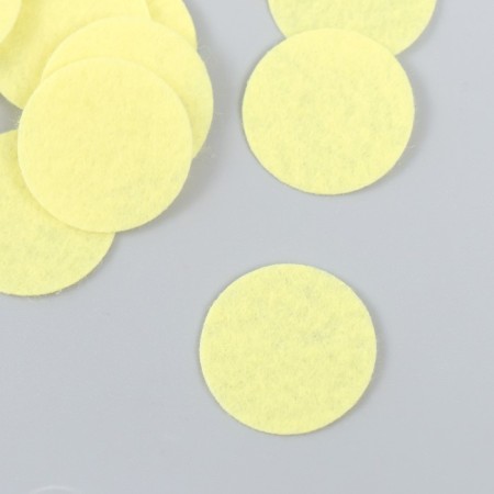 Felt circles (D 2.5-3.5 cm), 1mm, 50 pcs, yellow