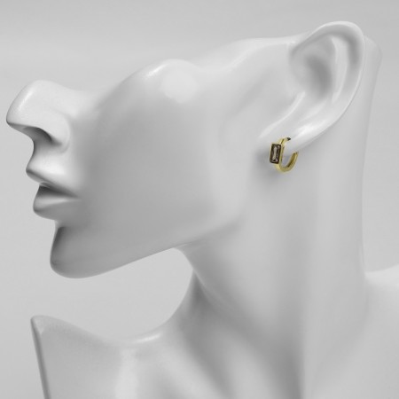 Earrings with rhinestones Xuping inner contour, white color in gold-2