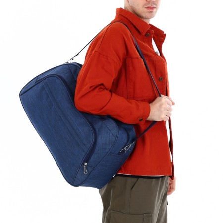Road bag with lightning, external pocket, long belt, blue color-2
