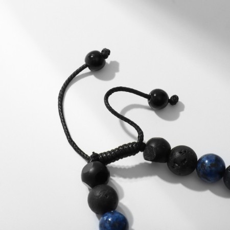 Male Bracelet “Cross” with beads, black-gold color-2