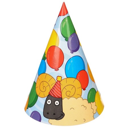 Set of paper caps, 6 people "Happy Birthday", blue tractor-6