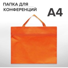 Conference folder with A4 handle, 350 x 270 x 10 mm, textile (spanbond), orange color, calligrata