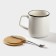 Ceramics mug lid and spoon Moon, 350 ml, white color