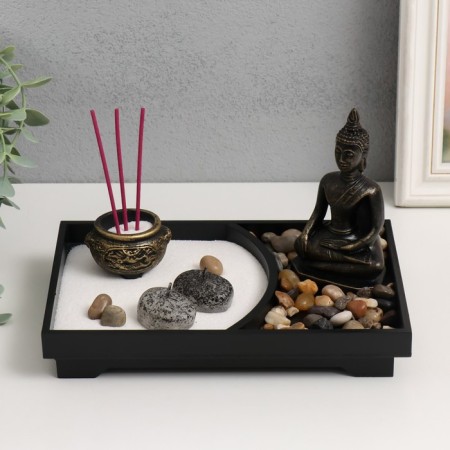 Zen Garden "Bronze Buddha" sand+aroma packs+stones 22x15x12.5 cm-1