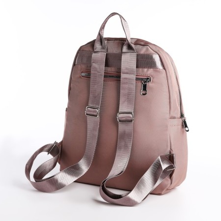 A backpack with a zipper, 5 outer pockets, pencil case, powder color-4