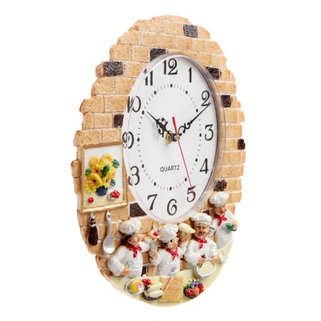 Watching clock, series: kitchen, "cooks", smooth move, D-17 cm, 30.5 x 30 cm-2