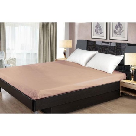 Sheet, elastic size 160x200 cm, color is light brown-1