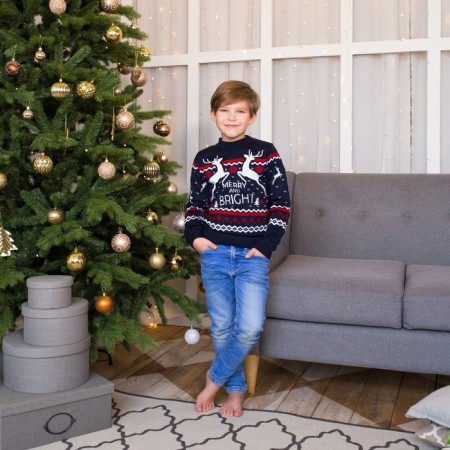 Jumper knitted children's kAFTAN "Family look" p. 32, (110-116 cm), blue-2