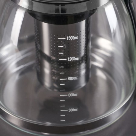 Glass teapot “Illusion”, 1.5 l, with metal sieve, black color-4