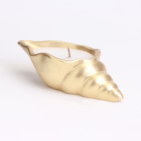 Candle "shell" in a candlestick of gypsum is small, 11.5x5.5x3.5 cm, gold-1