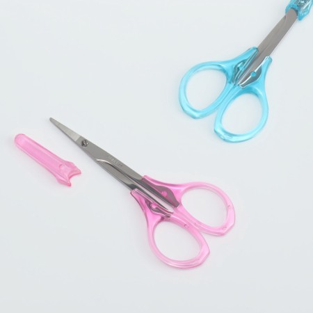 Scissors are manicure, with a cap, straight, 9.5 cm, color mix