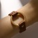 Bracelet Skin "Pompeii" rivets, brown color in gold, 21 cm