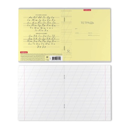 Notebook 12 sheets in the slanting ruler, Erichkrause Visio "Classic", cover coated cardboard, offset block, yellow-6