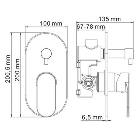 Shower mixer Wasserkraft Elbe 7441, single -leaf, without watering can, without spout, black-3