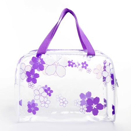 Cosmetic bag with zipper, purple color-2