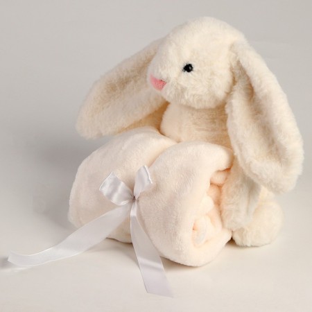 Soft toy with a blanket "Bunny", white color-3