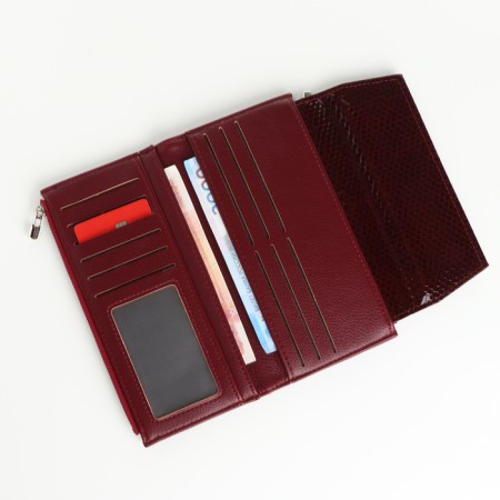 Women's wallet on magnets, burgundy color-4