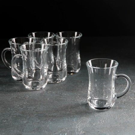 A set of glass mugs with a Keyif handle, 145 ml, 6 pcs