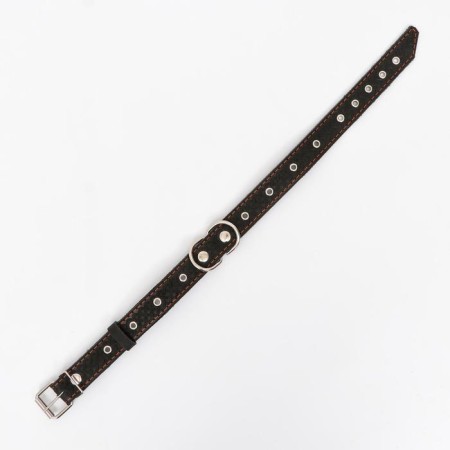 Collar leather reinforced with a kapron with a half-ring, 55 x 3 cm, Osh 30-57 cm, black-2