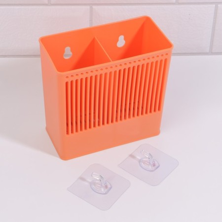 Organizer for storage "Classic", hinged, 2 sections, with an adhesive base, 14.5 × 14.5 × 7.5 cm, color mix-6