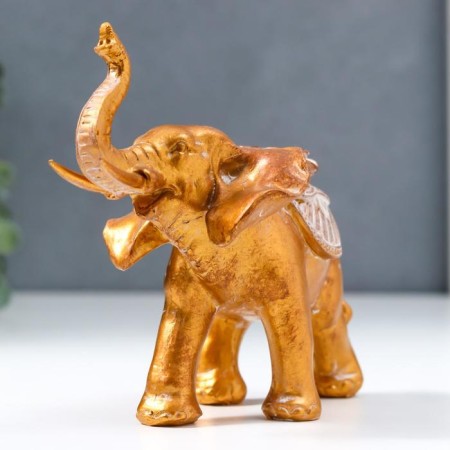 Polystone souvenir "African elephant with a flower on a blanket" under a bronze of 12.5x7x14 cm-2