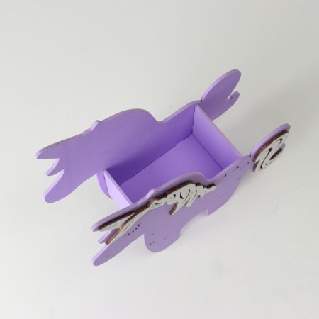 Wooden Kashpo 21.5 × 7 × 21 cm unique "unicorn", lilac white-2
