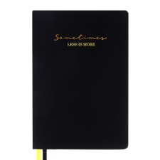 The diary is low, A5, 136 sheets, leatherette, Devente. ULTRA, hard cover, foil embroidery, perforation, lies, block 70%, black/yellow