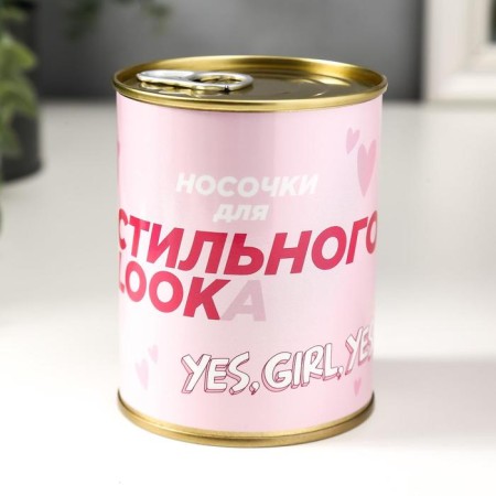 Socks in the bank "for stylish look-a" (inside are women's socks, white color)